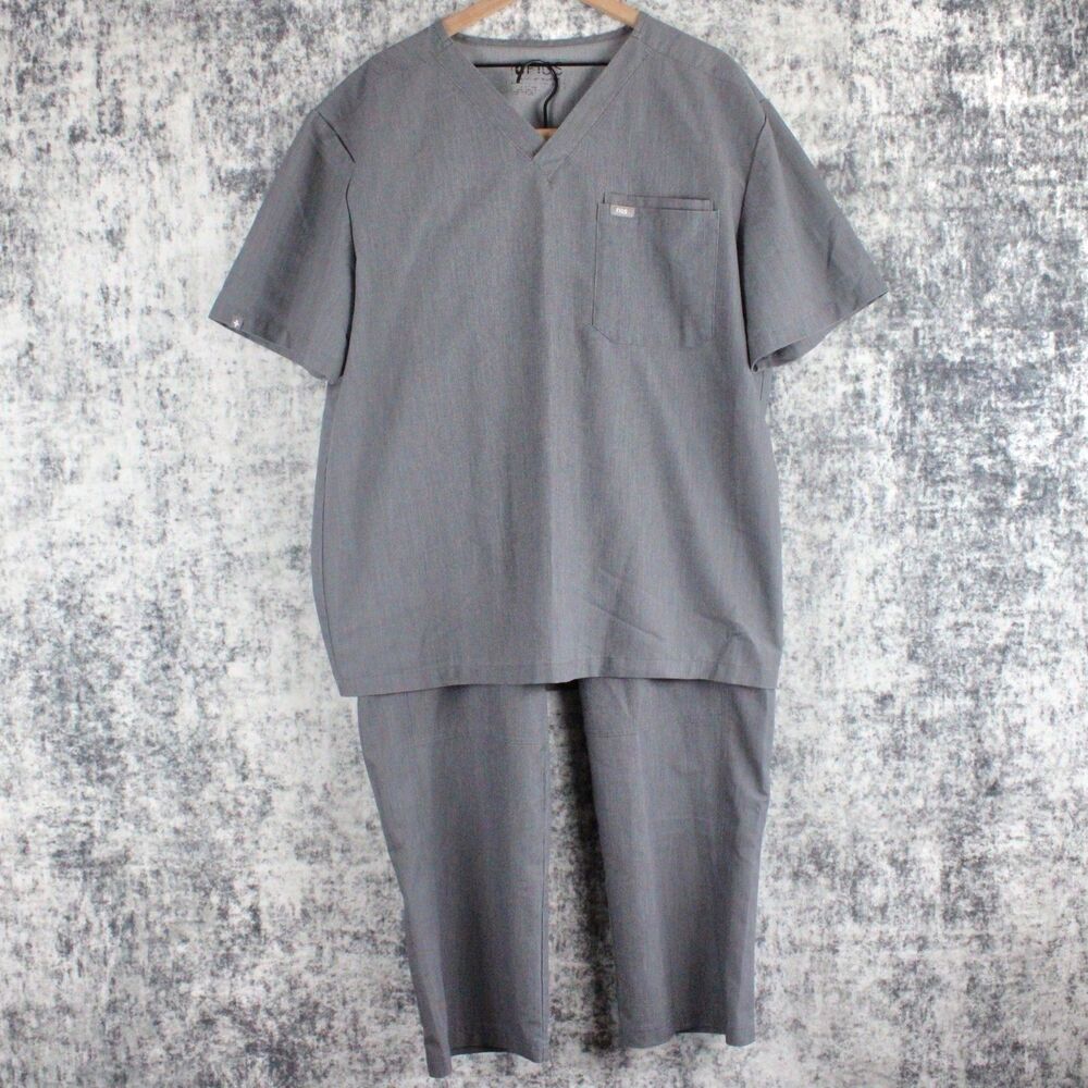 Figs Men’s Technical Collection Scrub Set Gray Pants XL/S T2001S -Top XXL FM1500